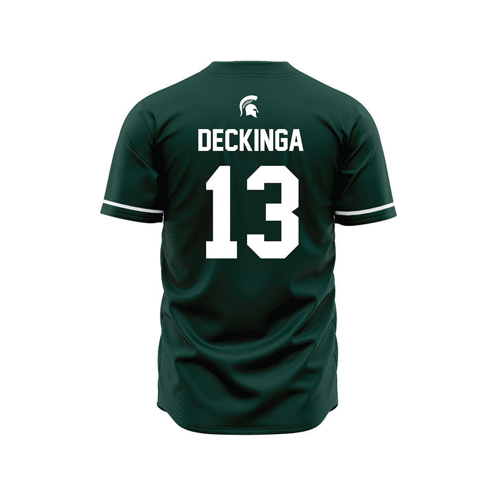 Michigan State - NCAA Baseball : CJ Deckinga - Green Jersey-1