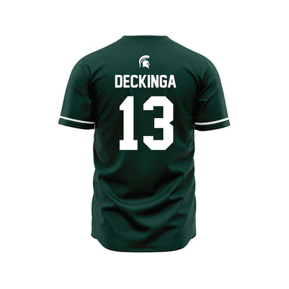 Michigan State - NCAA Baseball : CJ Deckinga - Green Jersey-1