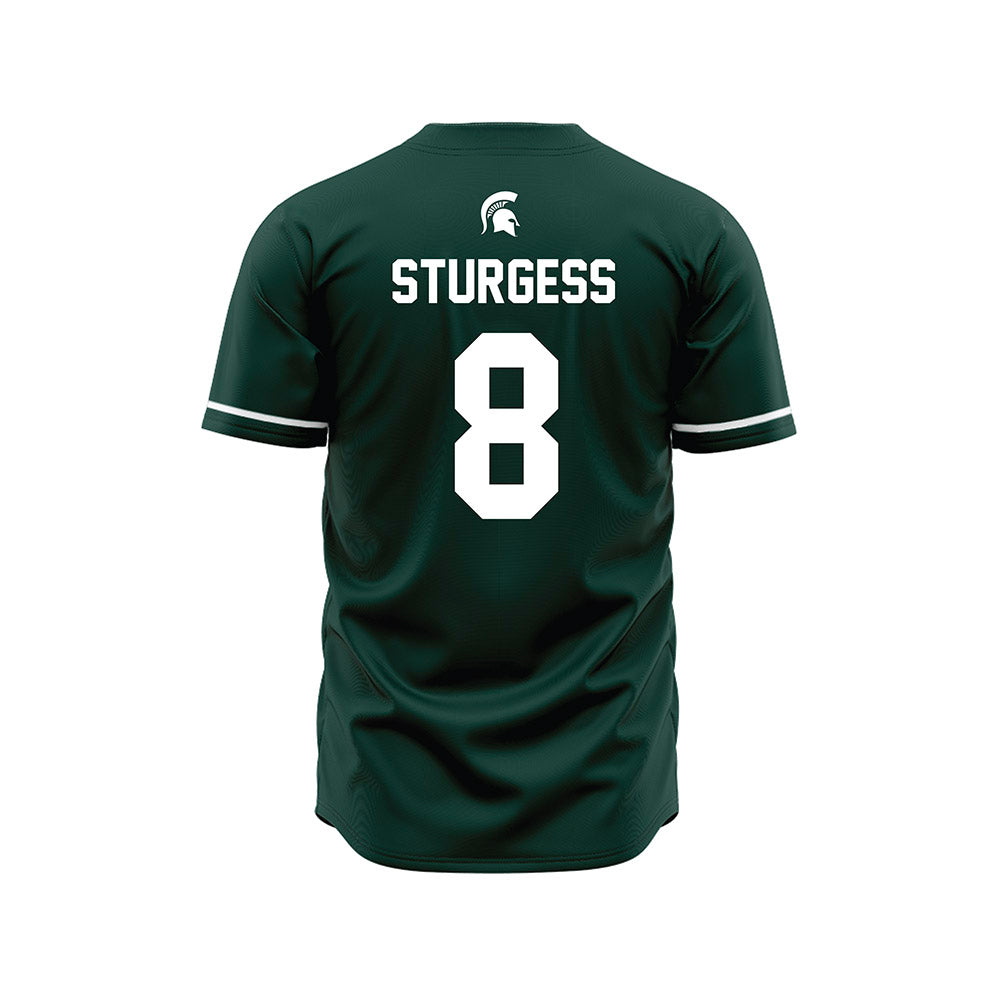 Michigan State - NCAA Baseball : Isaac Sturgess - Green Jersey-1