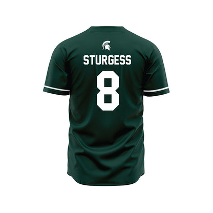 Michigan State - NCAA Baseball : Isaac Sturgess - Green Jersey-1