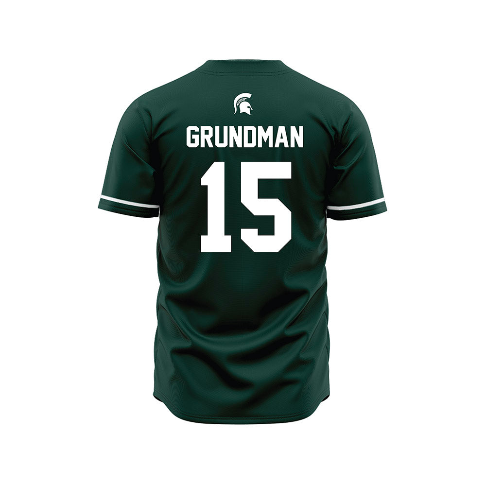 Michigan State - NCAA Baseball : Gannon Grundman - Green Jersey-1