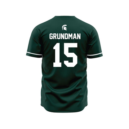 Michigan State - NCAA Baseball : Gannon Grundman - Green Jersey-1
