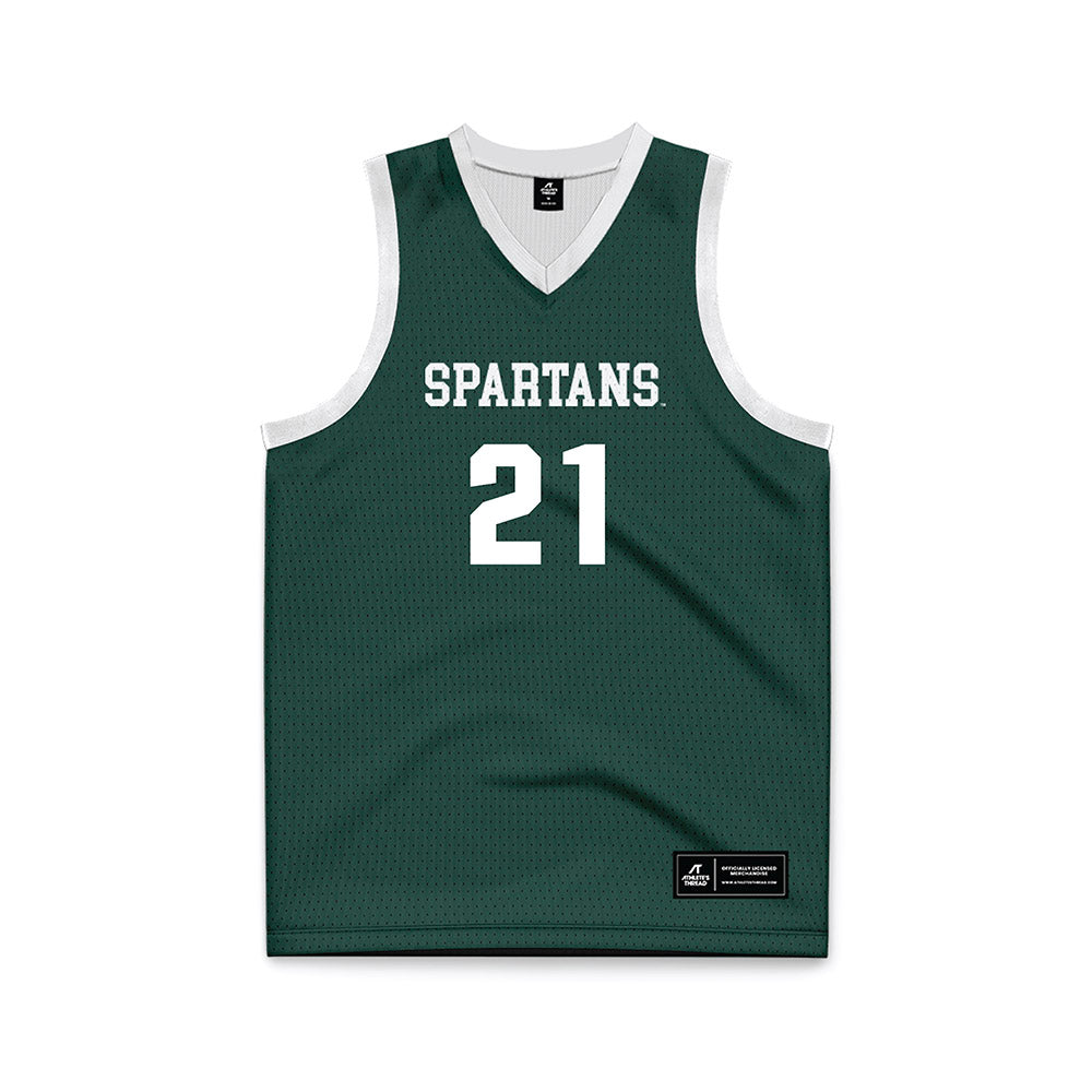 Michigan State - NCAA Women's Basketball : Mary Meng - Green Basketball Jersey