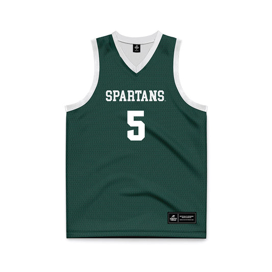 Michigan State - NCAA Women's Basketball : Emma Shumate - Green Basketball Jersey-0