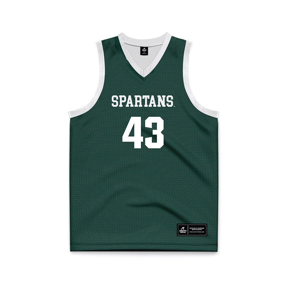 Michigan State - NCAA Men's Basketball : Colin Walton - Green Basketball Jersey-0