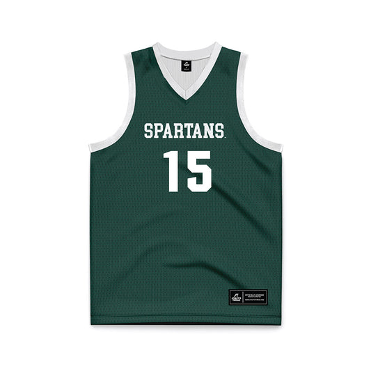 Michigan State - NCAA Men's Basketball : Carson Cooper - Green Basketball Jersey