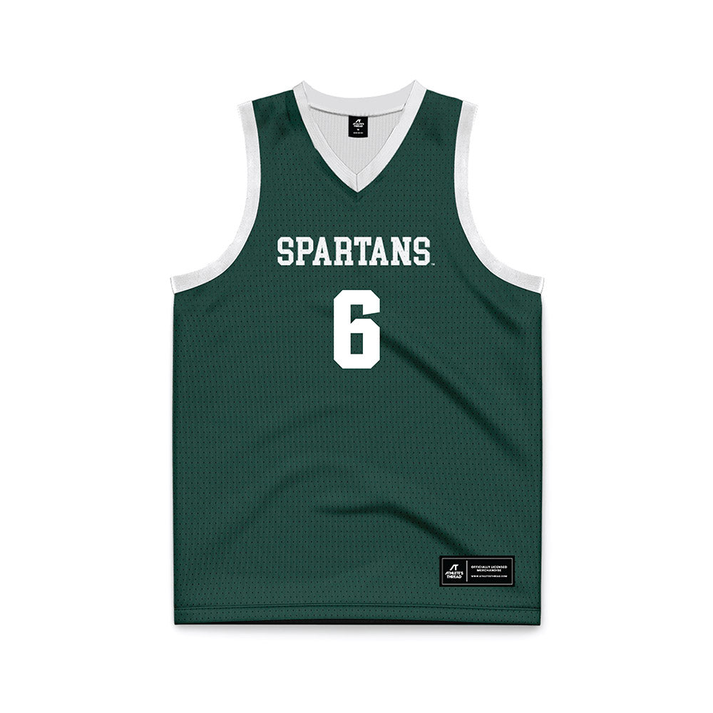 Michigan State - NCAA Men's Basketball : Jordan Scott - Green Basketball Jersey-0