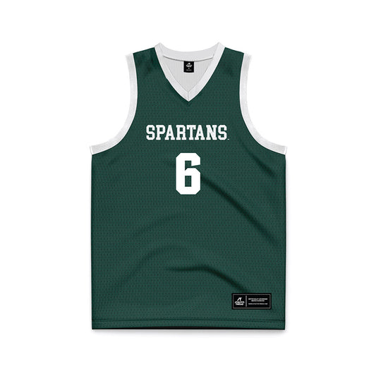 Michigan State - NCAA Men's Basketball : Jordan Scott - Green Basketball Jersey-0
