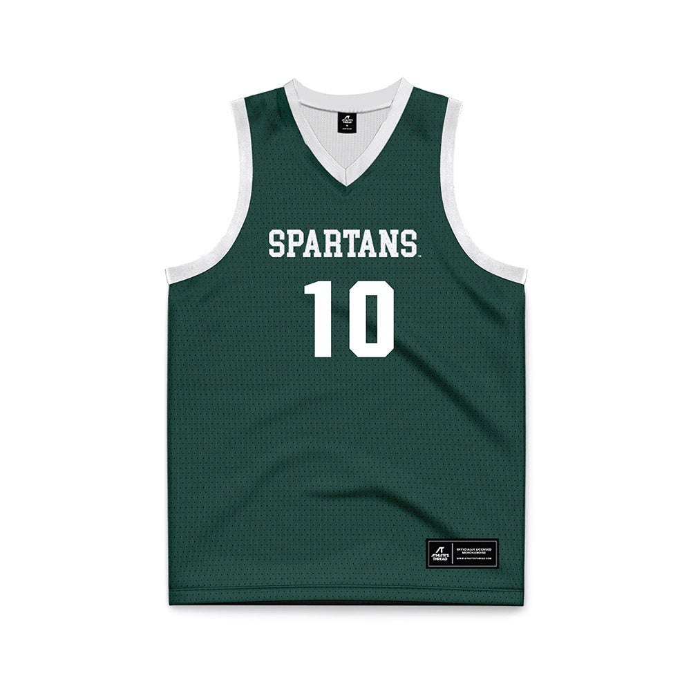 Michigan State - NCAA Men's Basketball : Denham Wojcik - Green Basketball Jersey-0