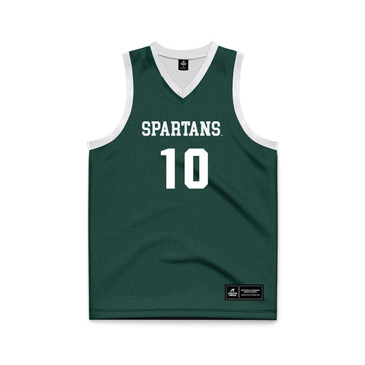 Michigan State - NCAA Men's Basketball : Denham Wojcik - Green Basketball Jersey-0