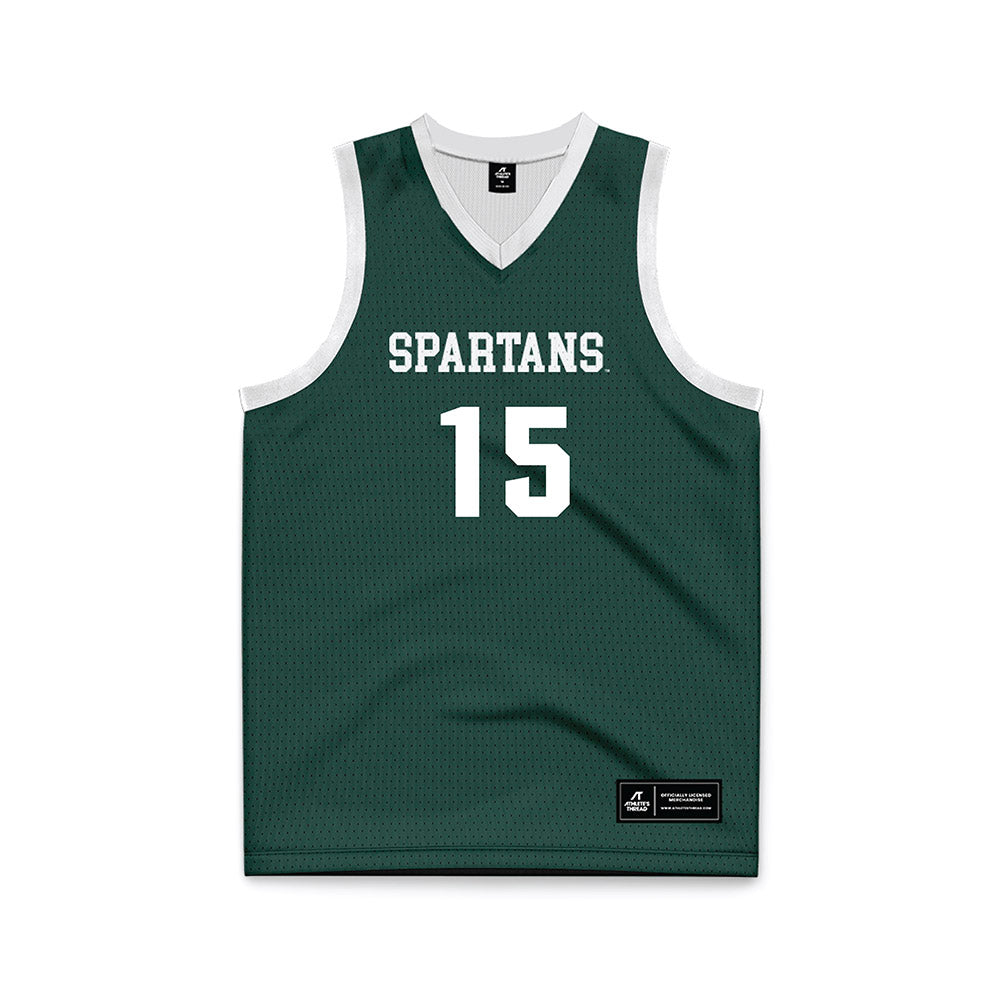 Michigan State - NCAA Men's Basketball : Carson Cooper - Green Basketball Jersey-0