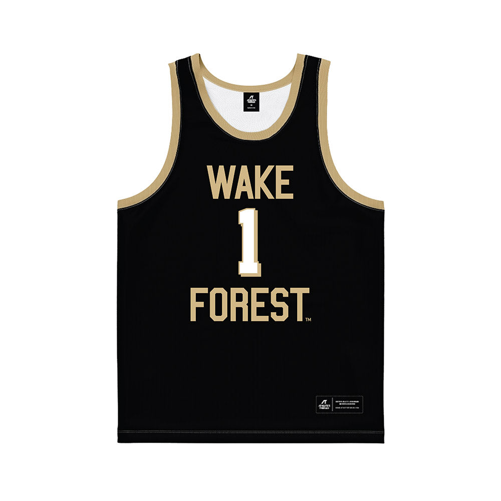 Wake Forest - NCAA Men's Basketball : Davin Cosby Jr - Black Basketball Jersey