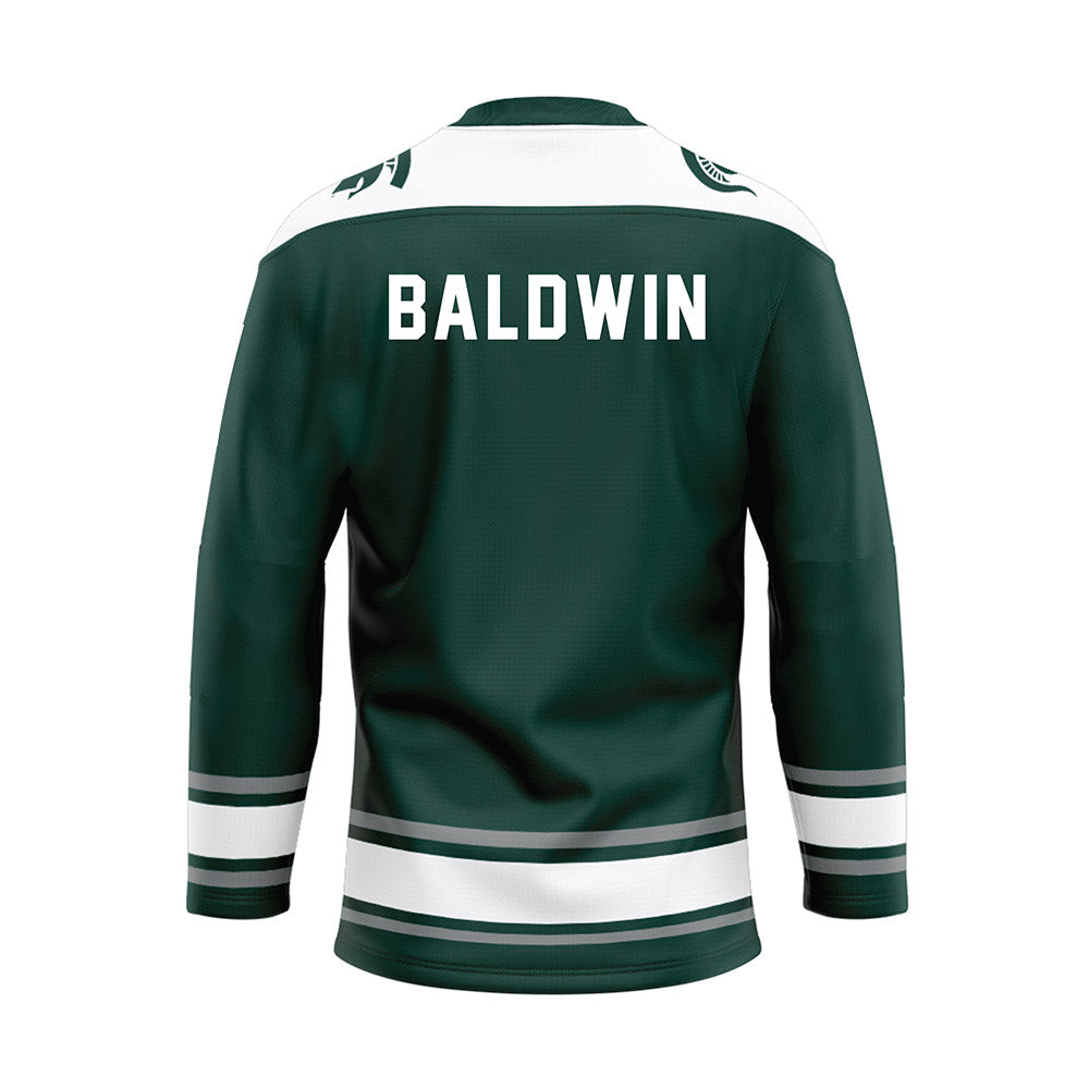 Michigan State - NCAA Men's Ice Hockey : Heath Baldwin - Green Hockey Jersey-1