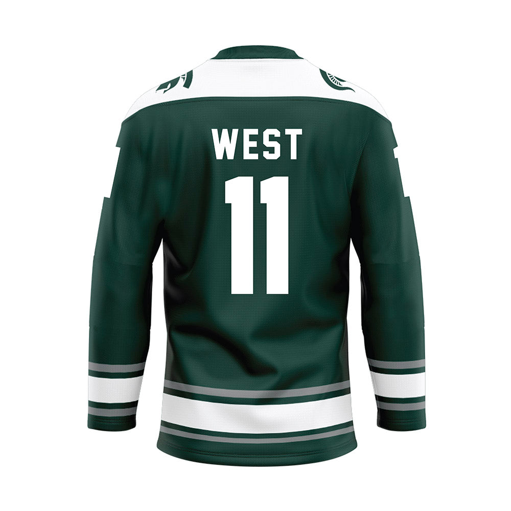 Michigan State - NCAA Men's Ice Hockey : Owen West - Green Hockey Jersey-1
