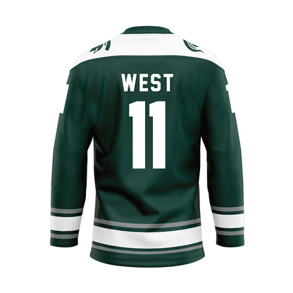 Michigan State - NCAA Men's Ice Hockey : Owen West - Green Hockey Jersey-1