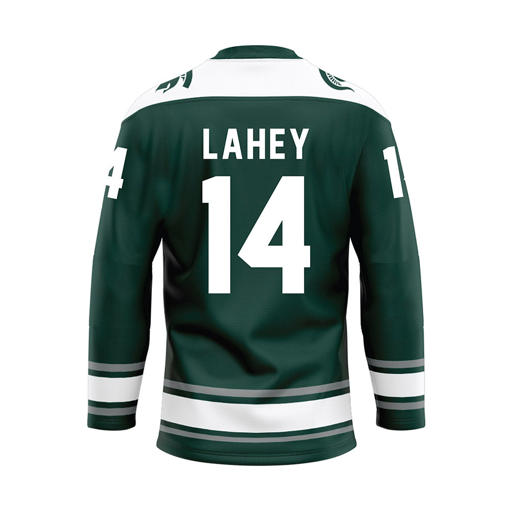 Michigan State - NCAA Men's Ice Hockey : Matt Lahey - Green Hockey Jersey-1