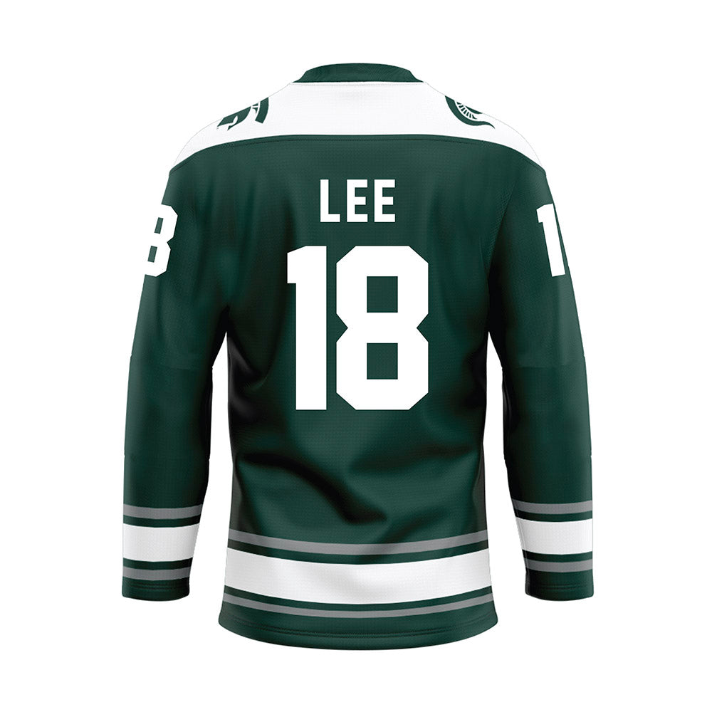 Michigan State - NCAA Men's Ice Hockey : Ryker Lee - Green Hockey Jersey-1