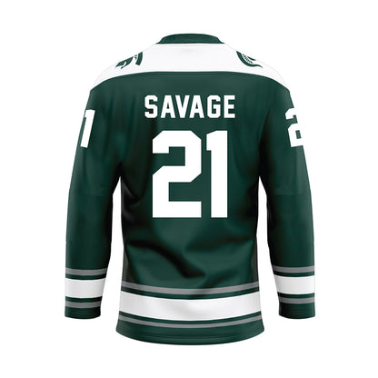 Michigan State - NCAA Men's Ice Hockey : Red Savage - Green Hockey Jersey-1