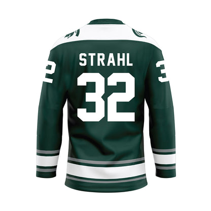 Michigan State - NCAA Men's Ice Hockey : Melvin Strahl - Green Hockey Jersey-1