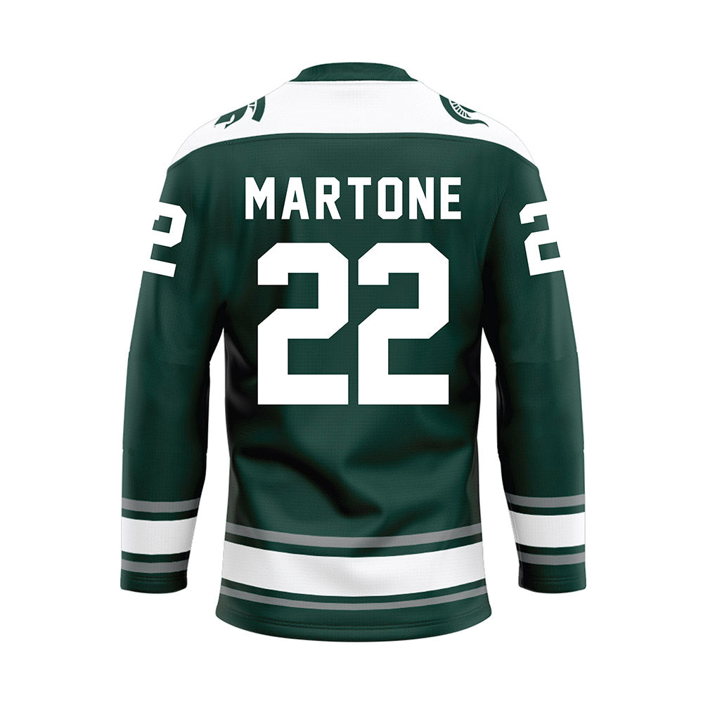 Michigan State - NCAA Men's Ice Hockey : Porter Martone - Green Hockey Jersey-1
