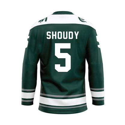 Michigan State - NCAA Men's Ice Hockey : Travis Shoudy - Green Hockey Jersey-1