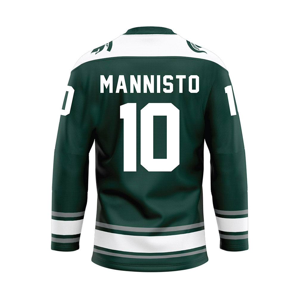 Michigan State - NCAA Men's Ice Hockey : Tommi Mannisto - Green Hockey Jersey-1