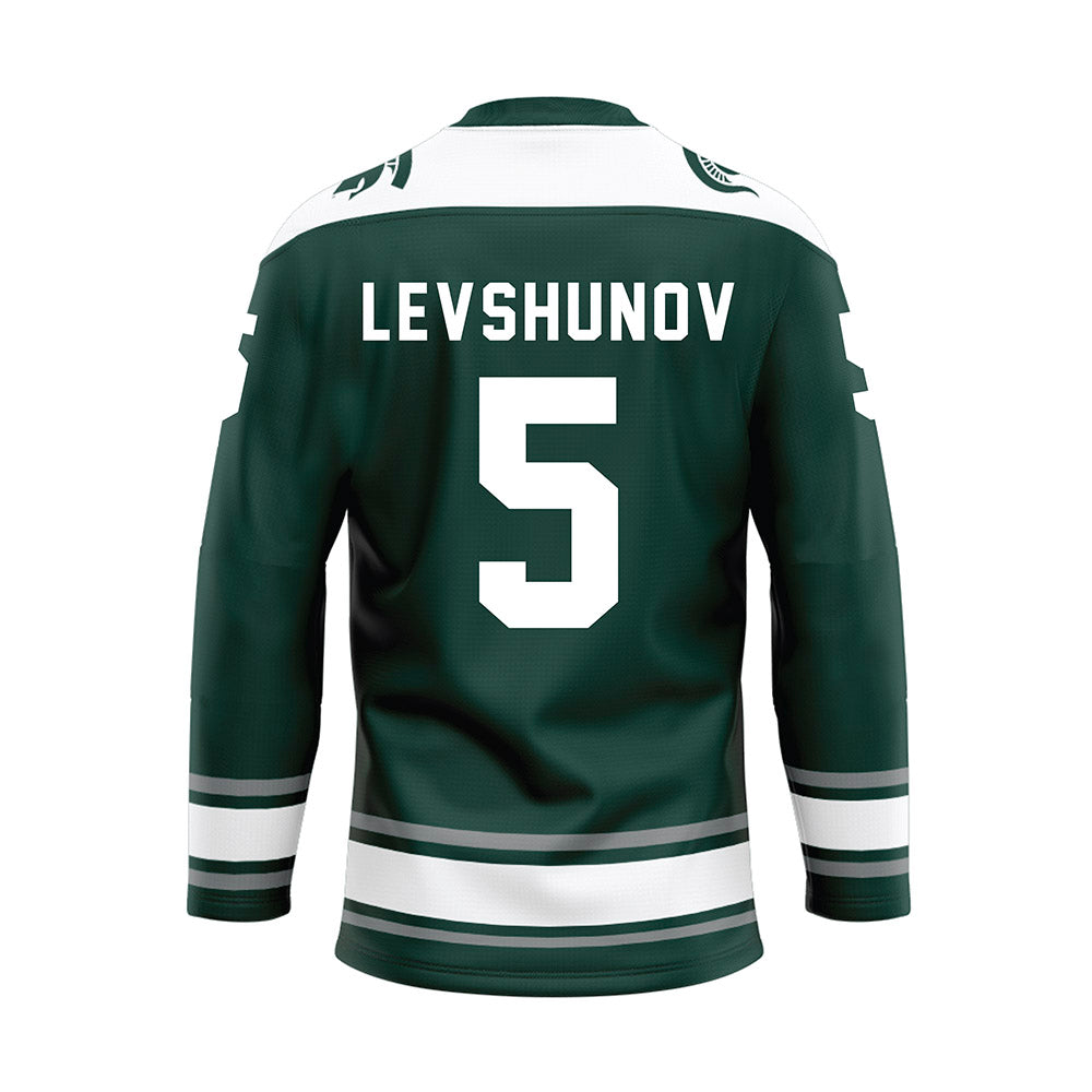 Michigan State - NCAA Men's Ice Hockey : Artyom Levshunov - Green Hockey Jersey-1