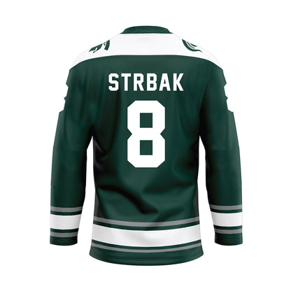 Michigan State - NCAA Men's Ice Hockey : Maxim Strbak - Green Hockey Jersey-1