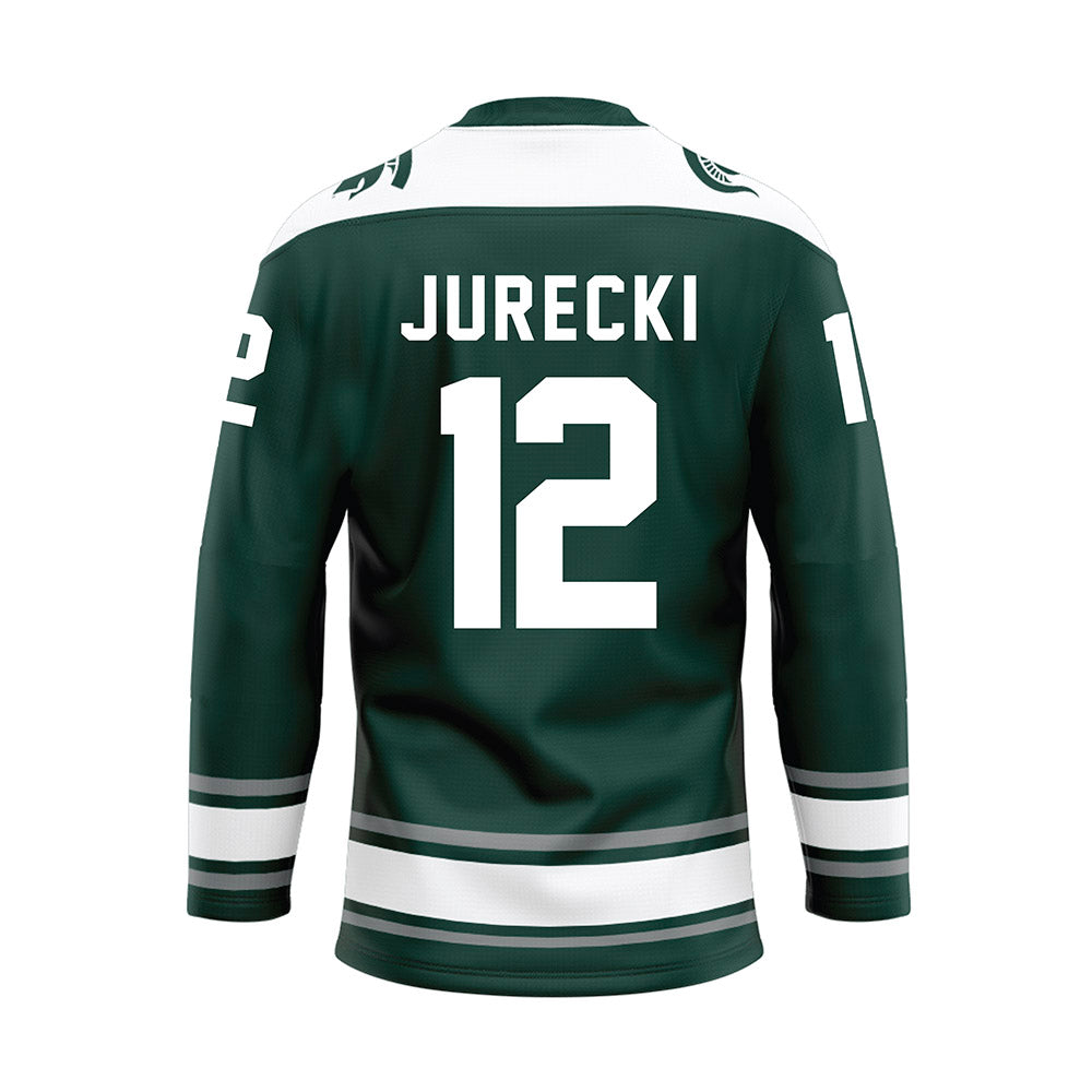 Michigan State - NCAA Men's Ice Hockey : Griffin Jurecki - Green Hockey Jersey-1