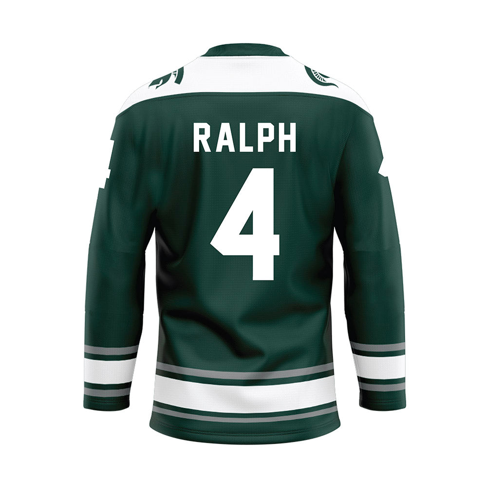 Michigan State - NCAA Men's Ice Hockey : Colin Ralph - Green Hockey Jersey-1