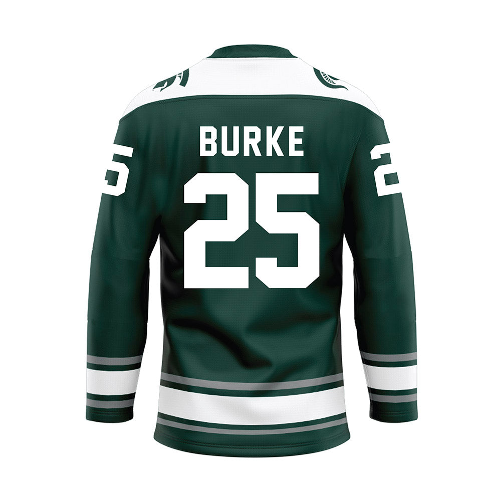 Michigan State - NCAA Men's Ice Hockey : Cole Burke - Green Hockey Jersey-1