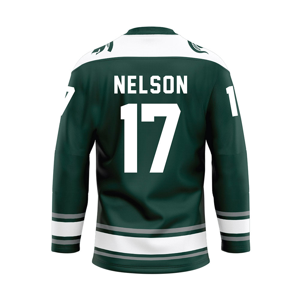 Michigan State - NCAA Men's Ice Hockey : Kaden Nelson - Green Hockey Jersey-1