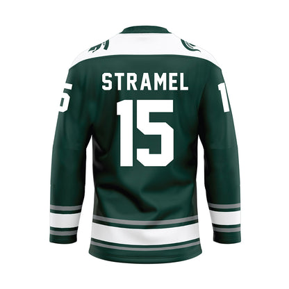 Michigan State - NCAA Men's Ice Hockey : Charlie Stramel - Green Hockey Jersey-1