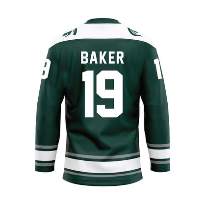 Michigan State - NCAA Men's Ice Hockey : Austin Baker - Green Hockey Jersey-1