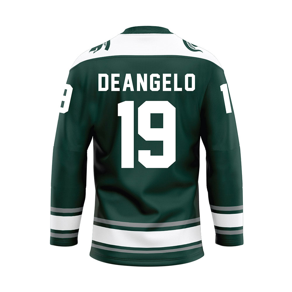 Michigan State - NCAA Men's Ice Hockey : Mikey DeAngelo - Green Hockey Jersey-1