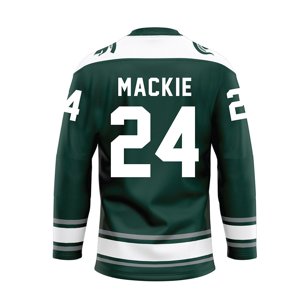 Michigan State - NCAA Men's Ice Hockey : Nathan Mackie - Green Hockey Jersey-1