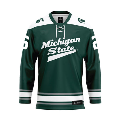 Michigan State - NCAA Men's Ice Hockey : Eric Nilson - Green Hockey Jersey-0