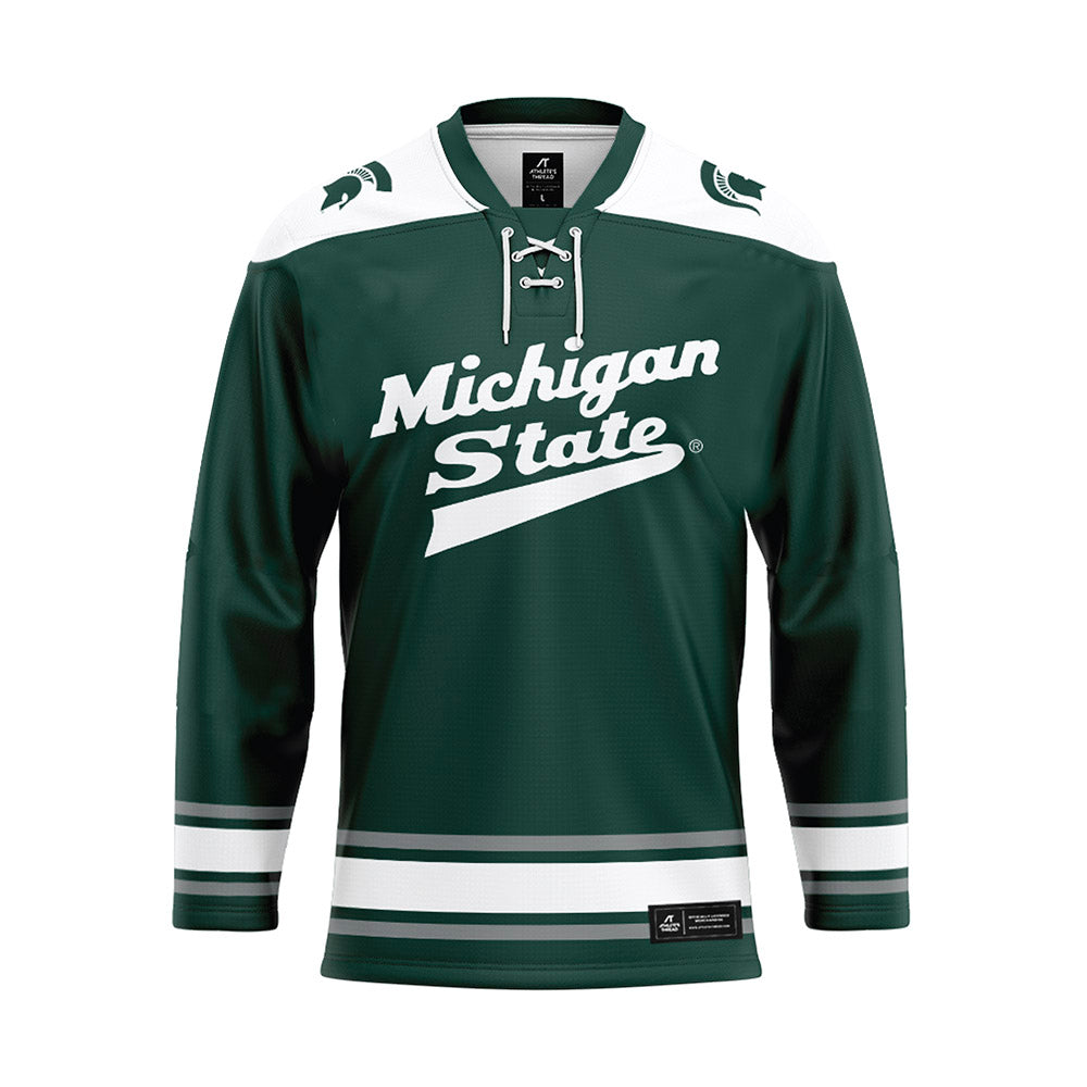 Michigan State - NCAA Men's Ice Hockey : Trey Augustine - Green Hockey Jersey-0