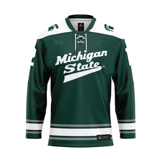 Michigan State - NCAA Men's Ice Hockey : Griffin Jurecki - Green Hockey Jersey-0