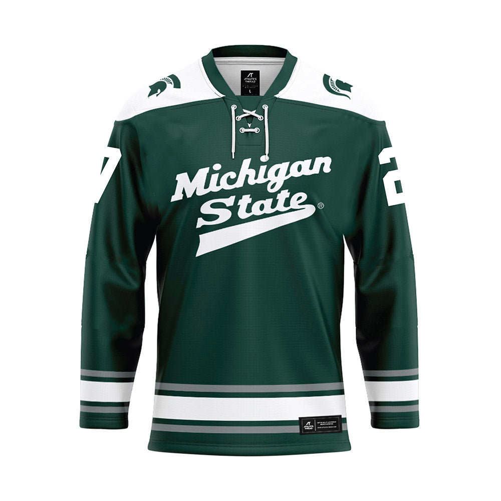 Michigan State - NCAA Men's Ice Hockey : Gavin Best - Green Hockey Jersey-0