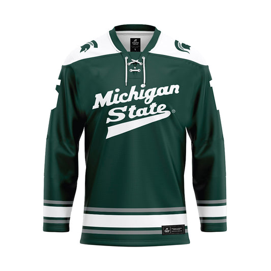 Michigan State - NCAA Men's Ice Hockey : Charlie Stramel - Green Hockey Jersey-0