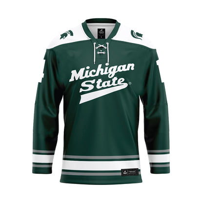 Michigan State - NCAA Men's Ice Hockey : Matt Lahey - Green Hockey Jersey-0