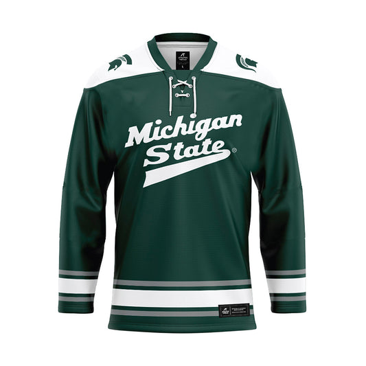Michigan State - NCAA Men's Ice Hockey : Maxim Strbak - Green Hockey Jersey-0