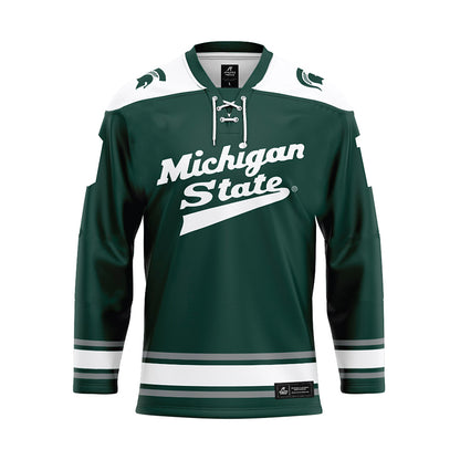 Michigan State - NCAA Men's Ice Hockey : Mikey DeAngelo - Green Hockey Jersey-0