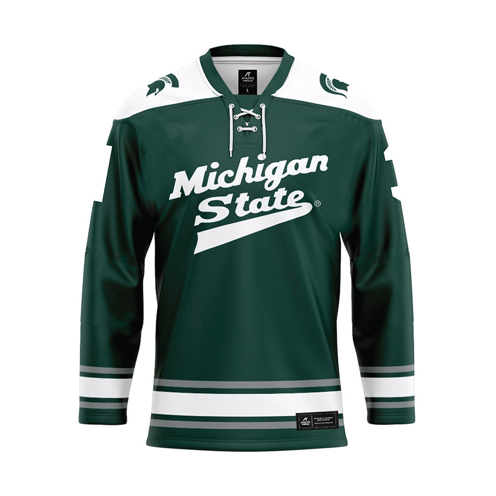 Michigan State - NCAA Men's Ice Hockey : Luca Di Pasquo - Green Hockey Jersey-0