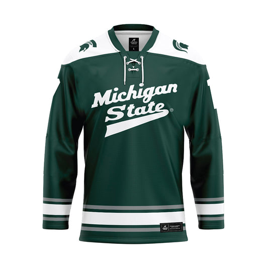 Michigan State - NCAA Men's Ice Hockey : Kaden Nelson - Green Hockey Jersey-0