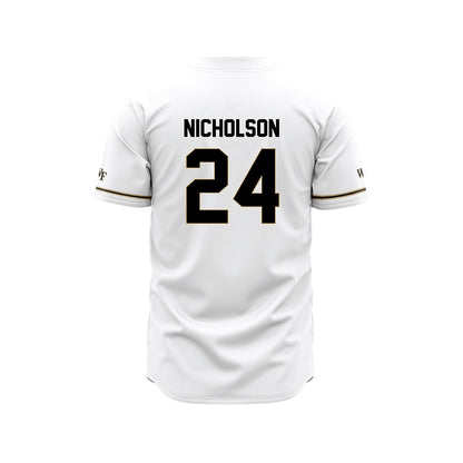 Wake Forest - NCAA Baseball : Grant Nicholson - White Jersey-1