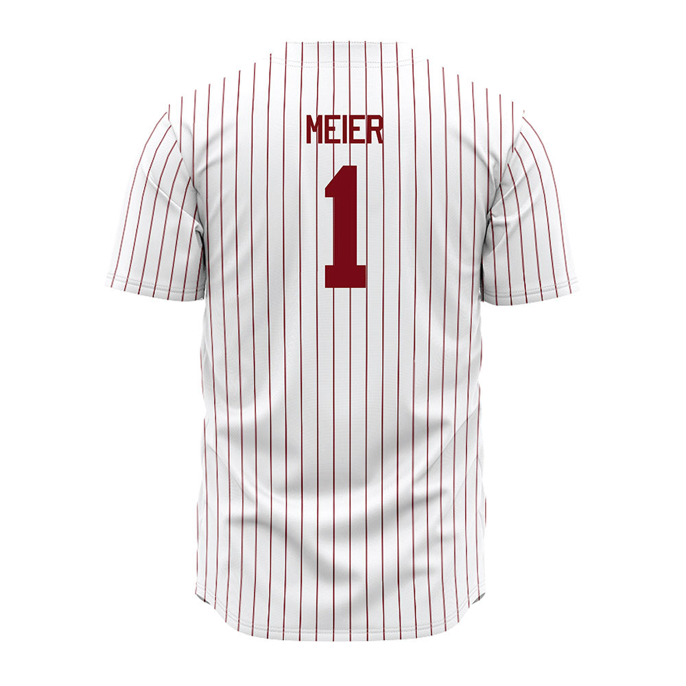 Troy - NCAA Baseball : Steven Meier - Red Striped Jersey-1