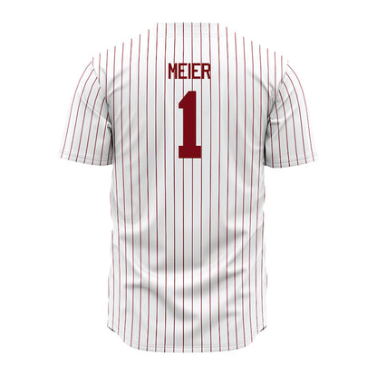 Troy - NCAA Baseball : Steven Meier - Red Striped Jersey-1
