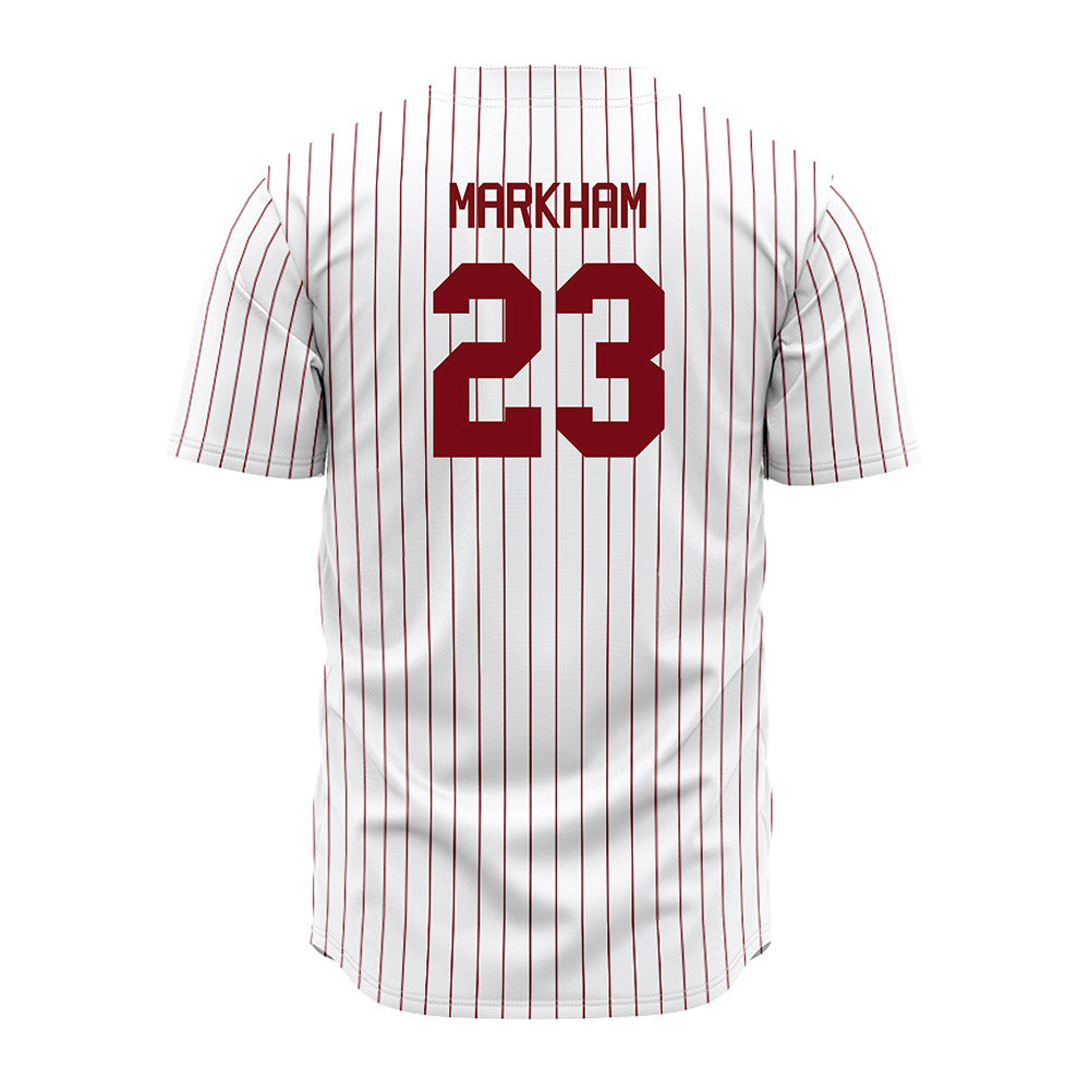 Troy - NCAA Baseball : Houston Markham - Red Striped Jersey-1